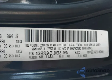 2014 Ram 1500 Big Horn из США, поврежденный, VIN 1C6RR7LG4ES118862